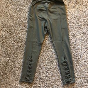 Senita Army Green Criss Cross Leggings Size M